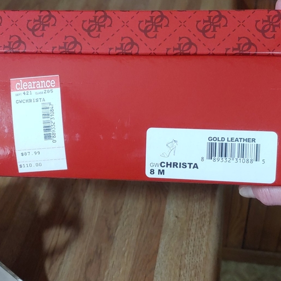 Guess 🆕 Christa Gold Leather Heels 8M - Picture 15 of 16